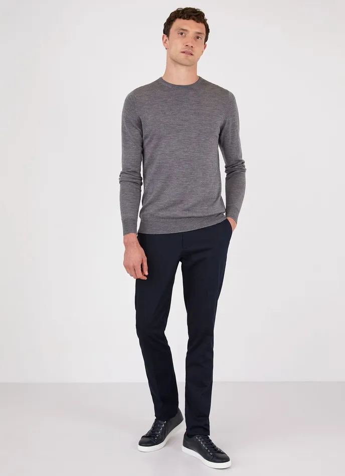 Knitwear ExtraFine Merino Crew Neck Mid Grey Melange 8211 ussunspel Men Knitwear ExtraFine Merino Crew Neck Mid Grey Melange 8211 ussunspel Men