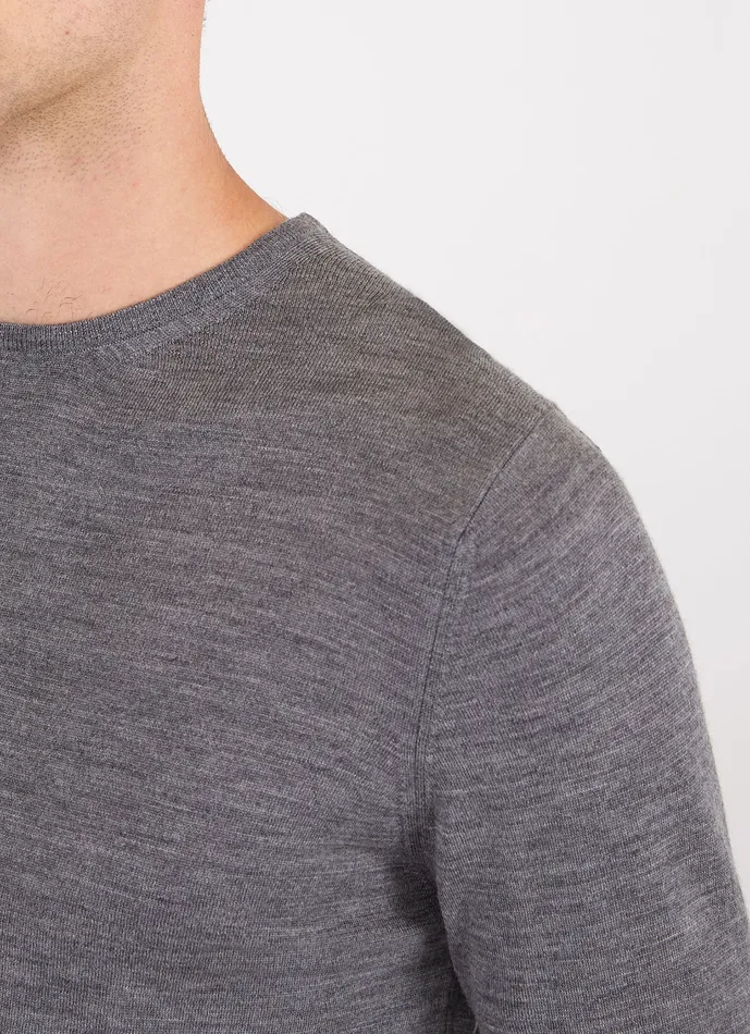 Knitwear ExtraFine Merino Crew Neck Mid Grey Melange 8211 ussunspel Men Knitwear ExtraFine Merino Crew Neck Mid Grey Melange 8211 ussunspel Men