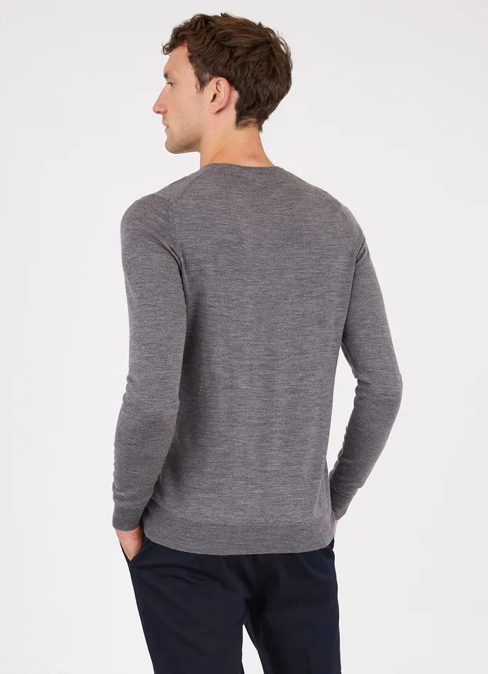Knitwear ExtraFine Merino Crew Neck Mid Grey Melange 8211 ussunspel Men Knitwear ExtraFine Merino Crew Neck Mid Grey Melange 8211 ussunspel Men
