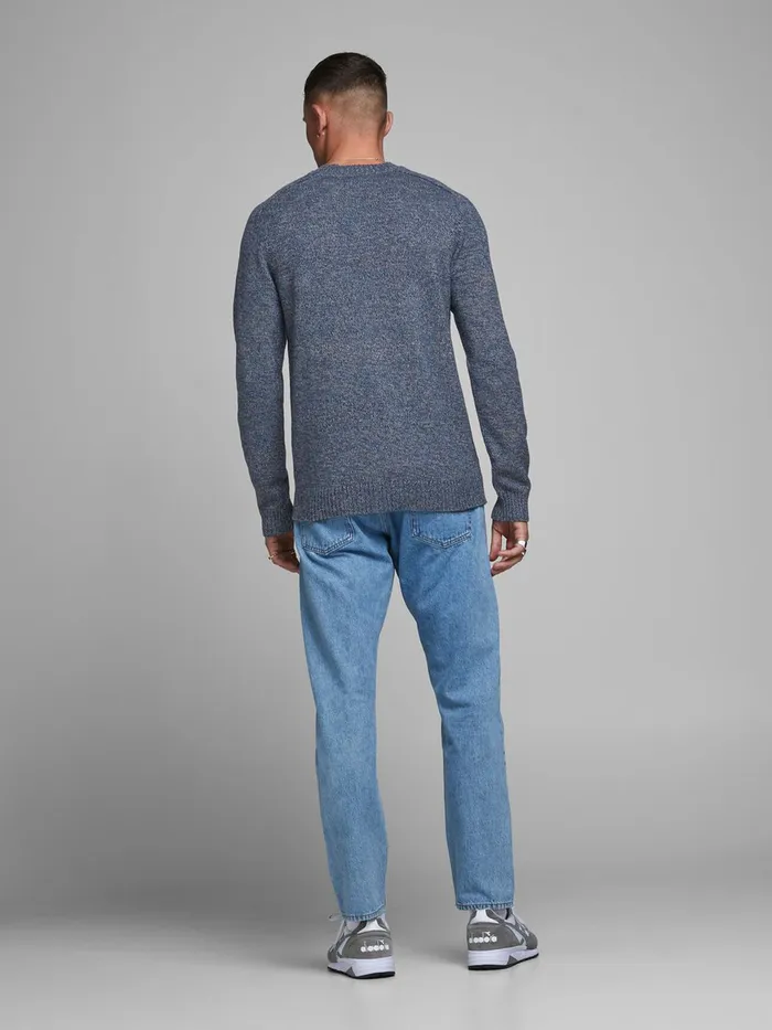 Knitwear JACK and JONES Mens CREW NECK KNITTED PULLOVER Blue Navy Blazer Cheap On Sale