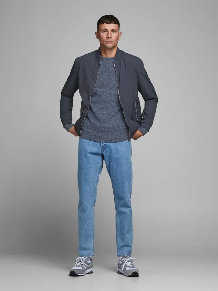 Knitwear JACK and JONES Mens CREW NECK KNITTED PULLOVER Blue Navy Blazer Cheap On Sale