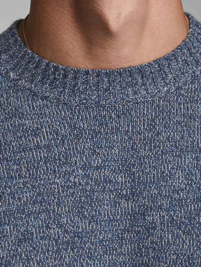 Knitwear JACK and JONES Mens CREW NECK KNITTED PULLOVER Blue Navy Blazer Cheap On Sale