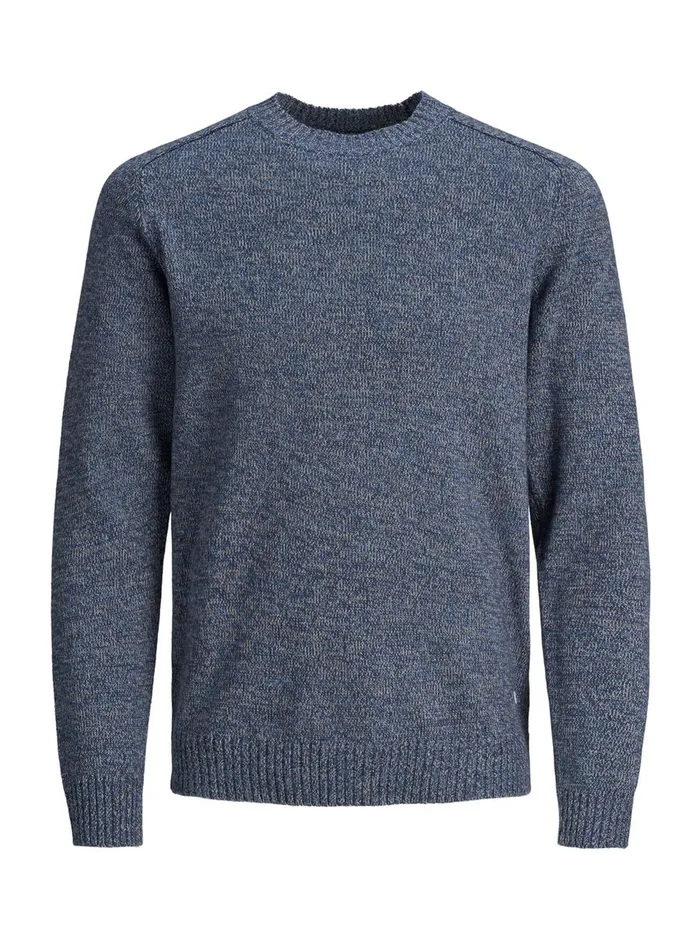 Knitwear JACK and JONES Mens CREW NECK KNITTED PULLOVER Blue Navy Blazer Cheap On Sale