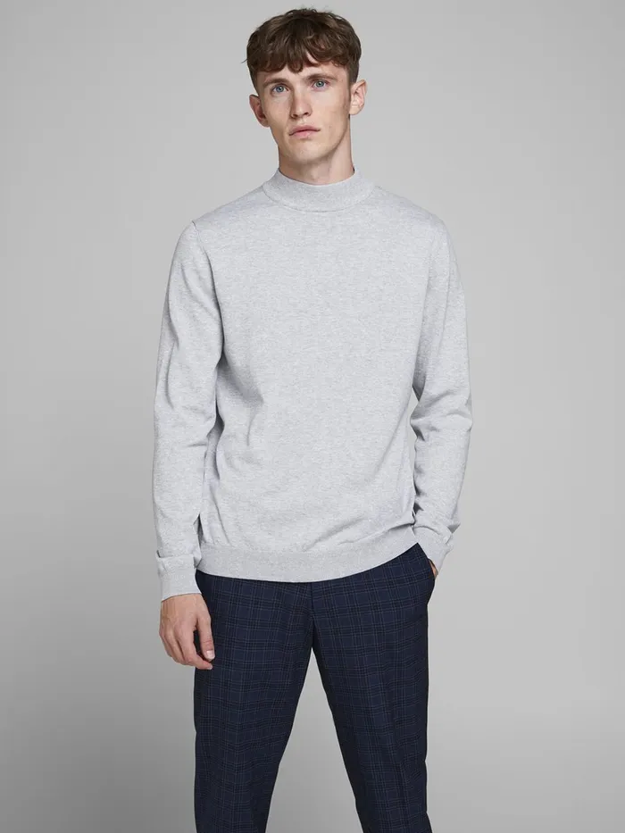 Knitwear JACK and JONES Mens HIGH NECK RECYCLED POLYESTER KNITTED PULLOVER Grey Cool Grey Online Knitwear JACK and JONES Mens HIGH NECK RECYCLED POLYESTER KNITTED PULLOVER Grey Cool Grey Online