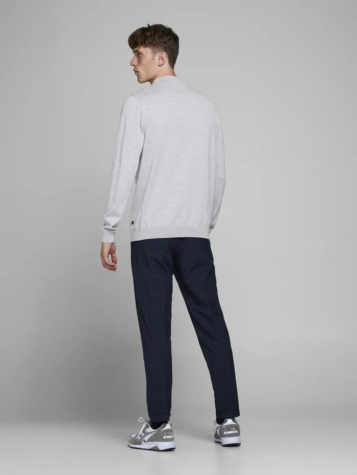 Knitwear JACK and JONES Mens HIGH NECK RECYCLED POLYESTER KNITTED PULLOVER Grey Cool Grey Online