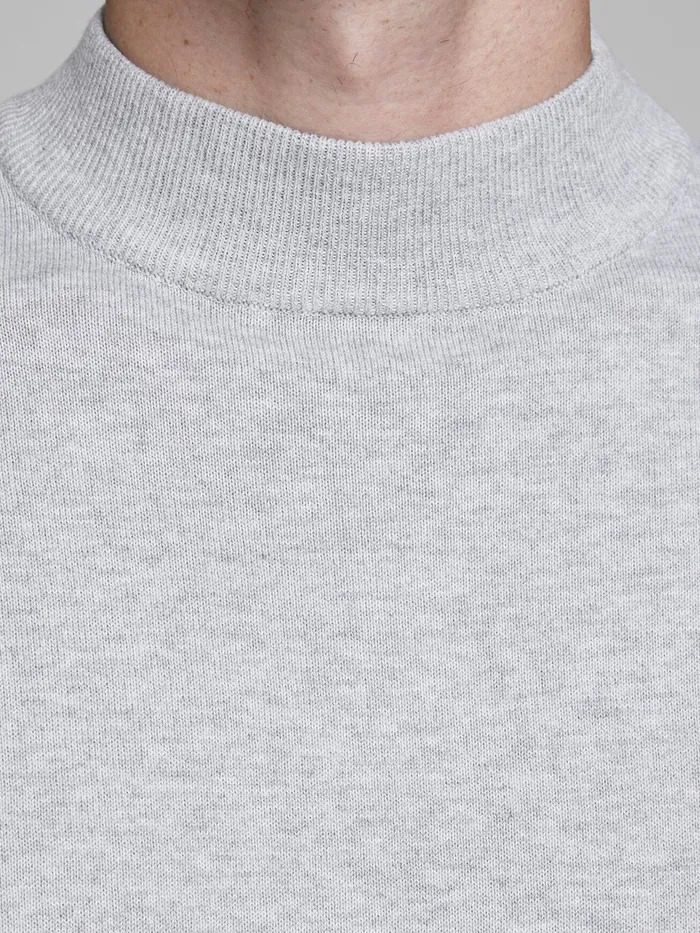 Knitwear JACK and JONES Mens HIGH NECK RECYCLED POLYESTER KNITTED PULLOVER Grey Cool Grey Online