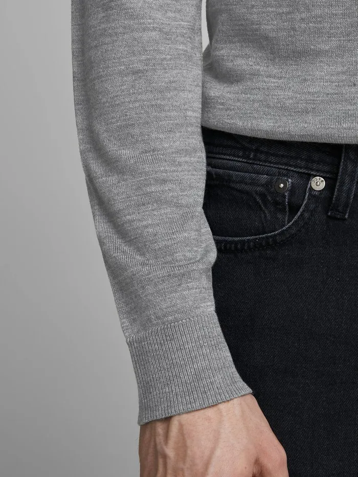 Knitwear JACK and JONES Mens MERINO WOOL TURTLENECK Grey Grey Melange Gift 4 You