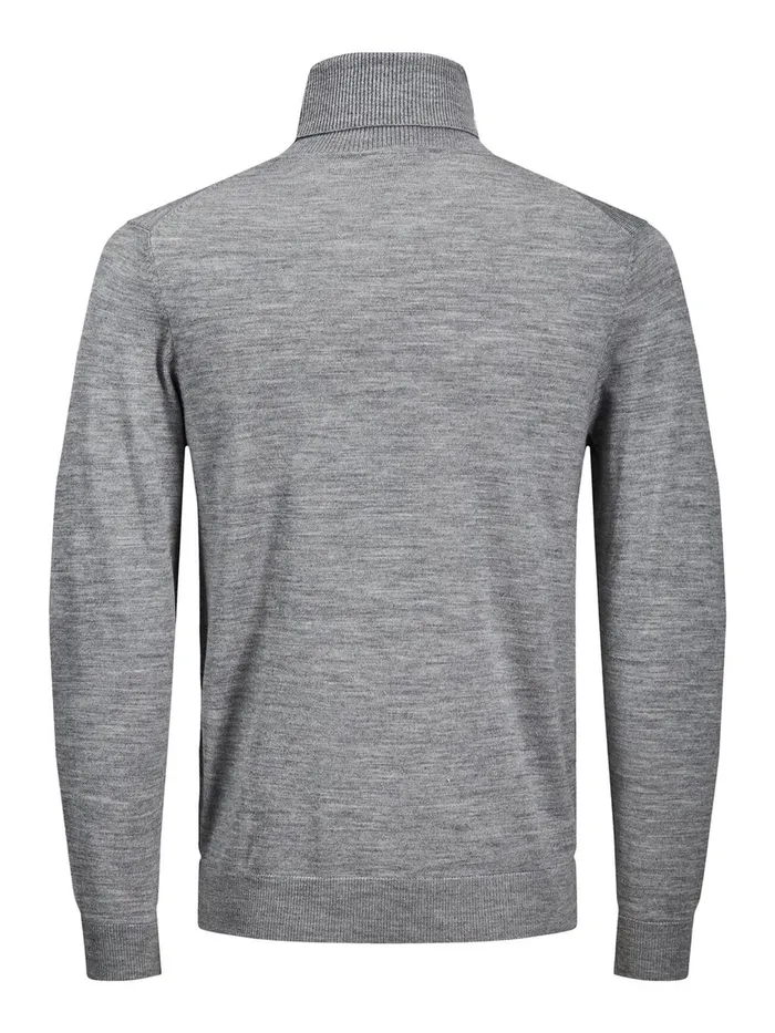 Knitwear JACK and JONES Mens MERINO WOOL TURTLENECK Grey Grey Melange Gift 4 You