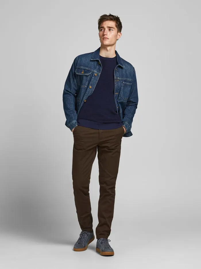 Knitwear JACK and JONES Mens PLAIN KNITTED PULLOVER Blue Maritime Blue Gift for Friend