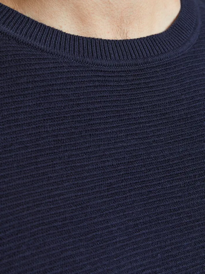 Knitwear JACK and JONES Mens PLAIN KNITTED PULLOVER Blue Maritime Blue Gift for Friend
