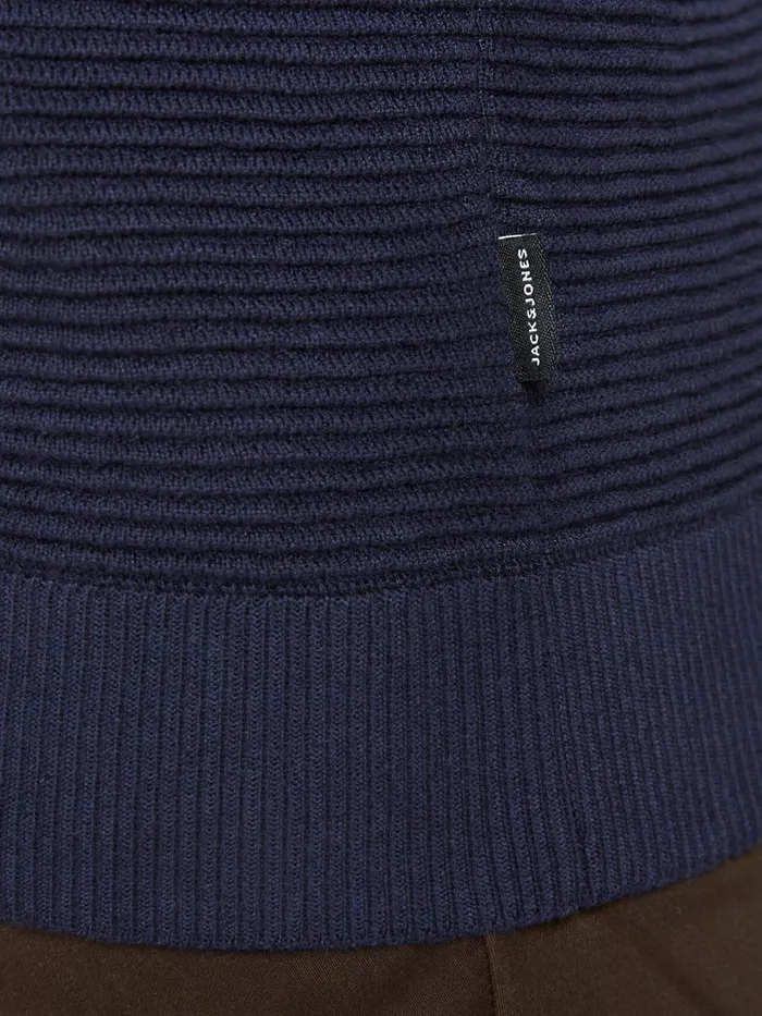 Knitwear JACK and JONES Mens PLAIN KNITTED PULLOVER Blue Maritime Blue Gift for Friend