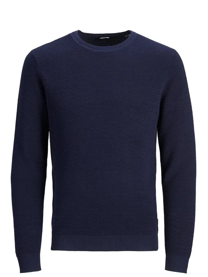 Knitwear JACK and JONES Mens PLAIN KNITTED PULLOVER Blue Maritime Blue Gift for Friend