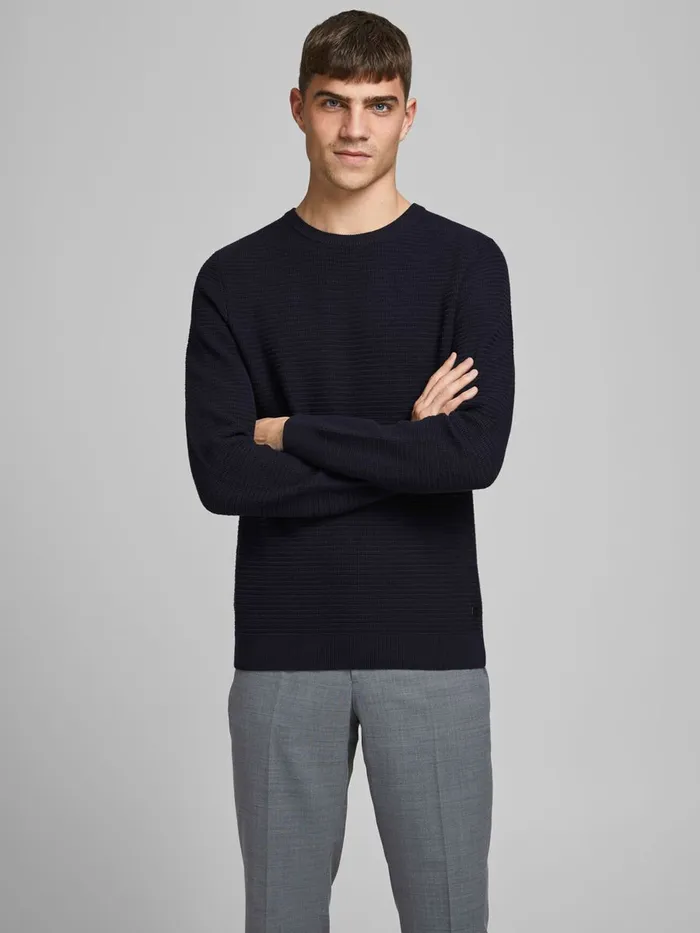 Knitwear JACK and JONES Mens PLAIN KNITTED PULLOVER Blue Maritime Blue On Sale Knitwear JACK and JONES Mens PLAIN KNITTED PULLOVER Blue Maritime Blue On Sale