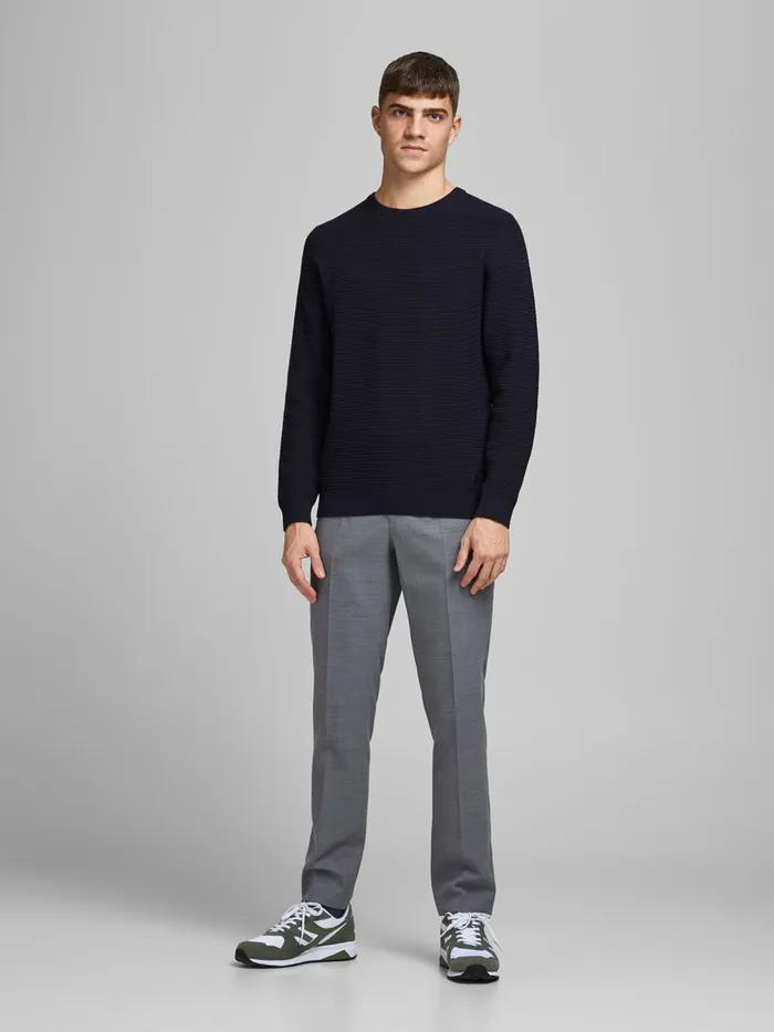 Knitwear JACK and JONES Mens PLAIN KNITTED PULLOVER Blue Maritime Blue On Sale