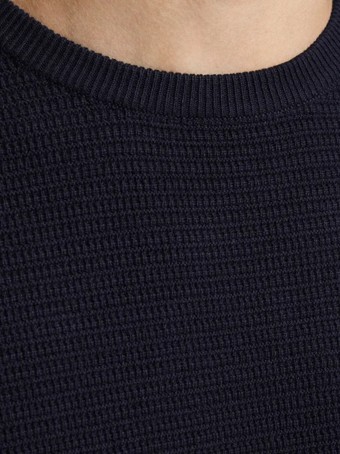 Knitwear JACK and JONES Mens PLAIN KNITTED PULLOVER Blue Maritime Blue On Sale