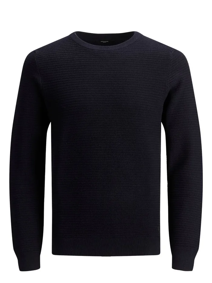 Knitwear JACK and JONES Mens PLAIN KNITTED PULLOVER Blue Maritime Blue On Sale