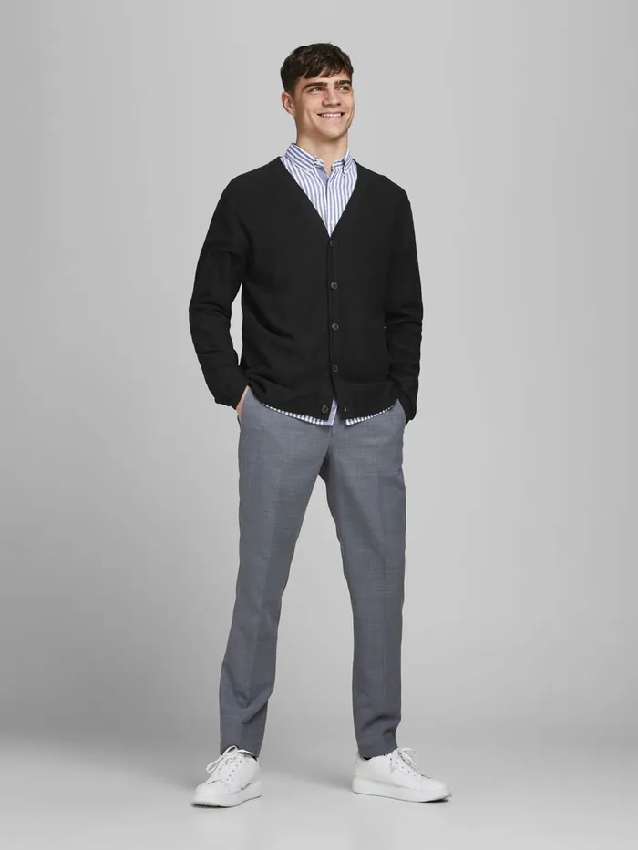Knitwear JACK and JONES Mens VNECK KNITTED CARDIGAN Black Black Gift for Friend