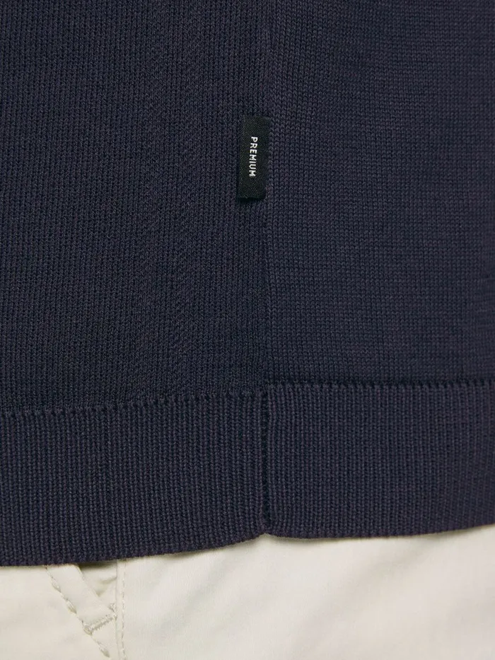 Knitwear JACK and JONES Mens ZIP CARDIGAN POLO SHIRT Blue New Navy Online