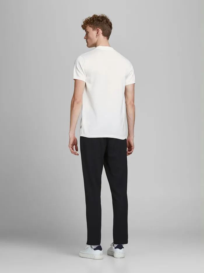 Knitwear JACK and JONES Mens ZIP TEXTURED POLO SHIRT White Egret Gift Ideas