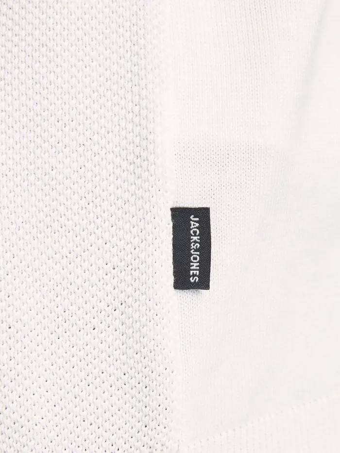Knitwear JACK and JONES Mens ZIP TEXTURED POLO SHIRT White Egret Gift Ideas