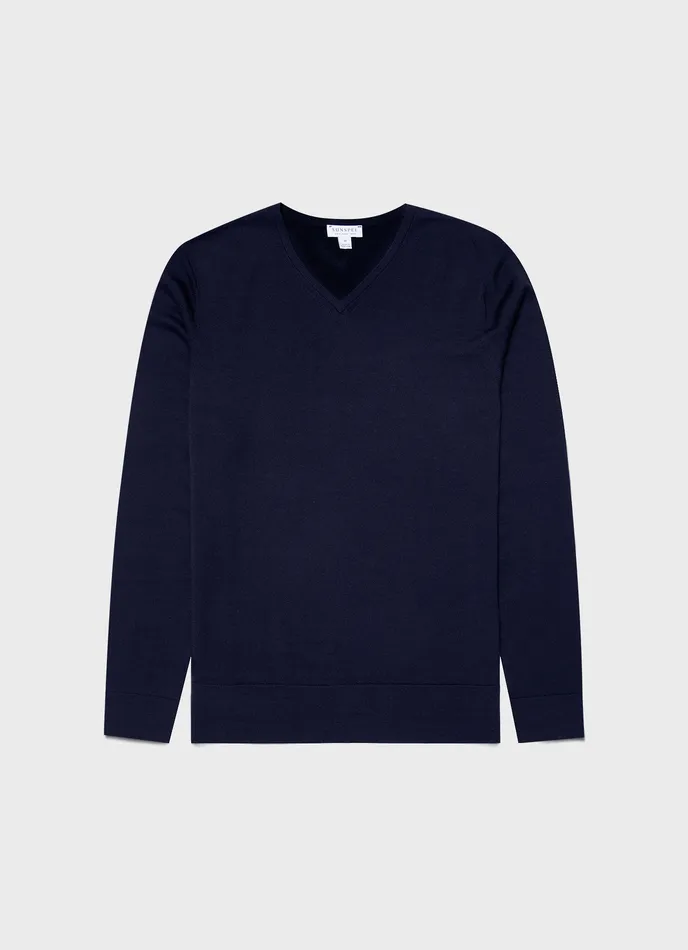 Knitwear Men ussunspel ExtraFine Merino Vneck Light Navy