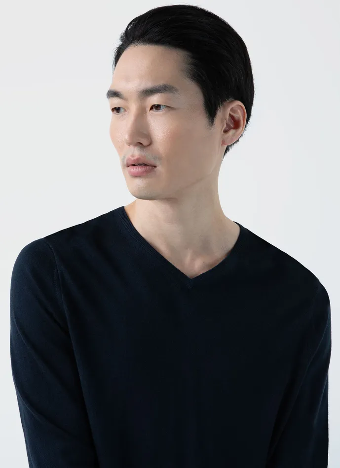 Knitwear Men ussunspel ExtraFine Merino Vneck Light Navy Knitwear Men ussunspel ExtraFine Merino Vneck Light Navy