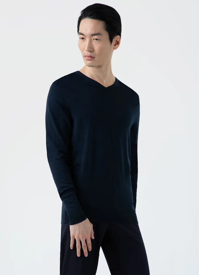 Knitwear Men ussunspel ExtraFine Merino Vneck Light Navy Knitwear Men ussunspel ExtraFine Merino Vneck Light Navy