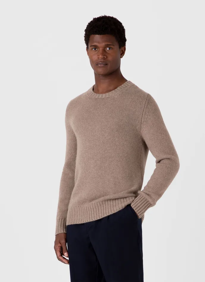 Knitwear ussunspel Men Roxburgh Cashmere Jumper Natural Brown Knitwear ussunspel Men Roxburgh Cashmere Jumper Natural Brown