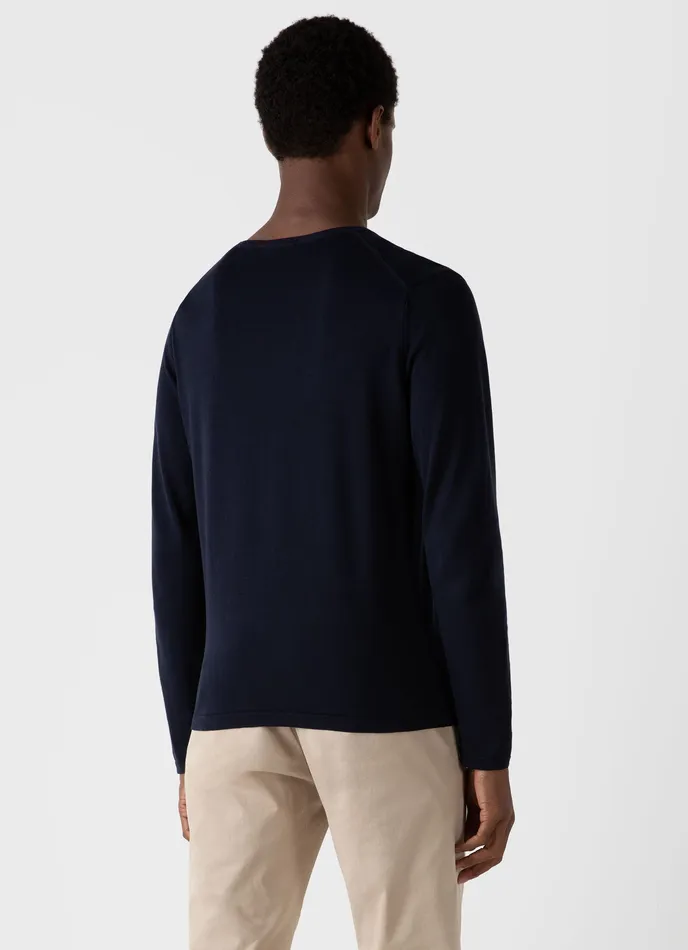 Knitwear ussunspel Men Sea Island Cotton Crew Neck Jumper Light Navy Knitwear ussunspel Men Sea Island Cotton Crew Neck Jumper Light Navy