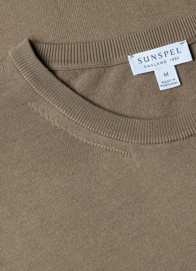 Knitwear ussunspel Men Sea Island Cotton Knit Tshirt Dark Stone Knitwear ussunspel Men Sea Island Cotton Knit Tshirt Dark Stone