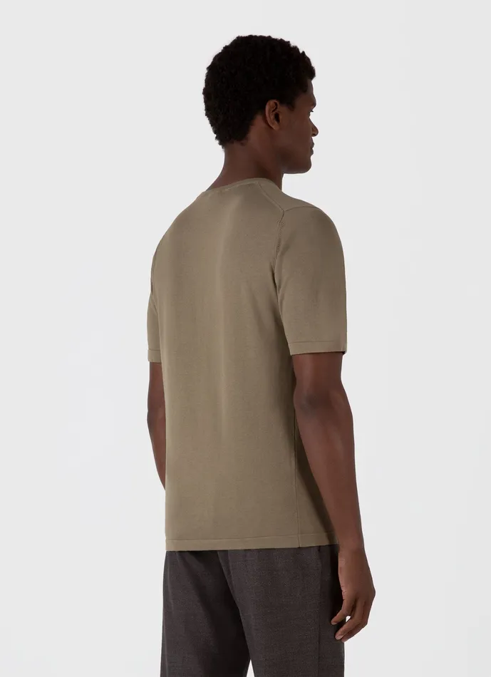 Knitwear ussunspel Men Sea Island Cotton Knit Tshirt Dark Stone Knitwear ussunspel Men Sea Island Cotton Knit Tshirt Dark Stone