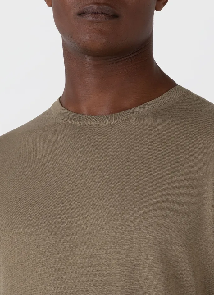 Knitwear ussunspel Men Sea Island Cotton Knit Tshirt Dark Stone Knitwear ussunspel Men Sea Island Cotton Knit Tshirt Dark Stone