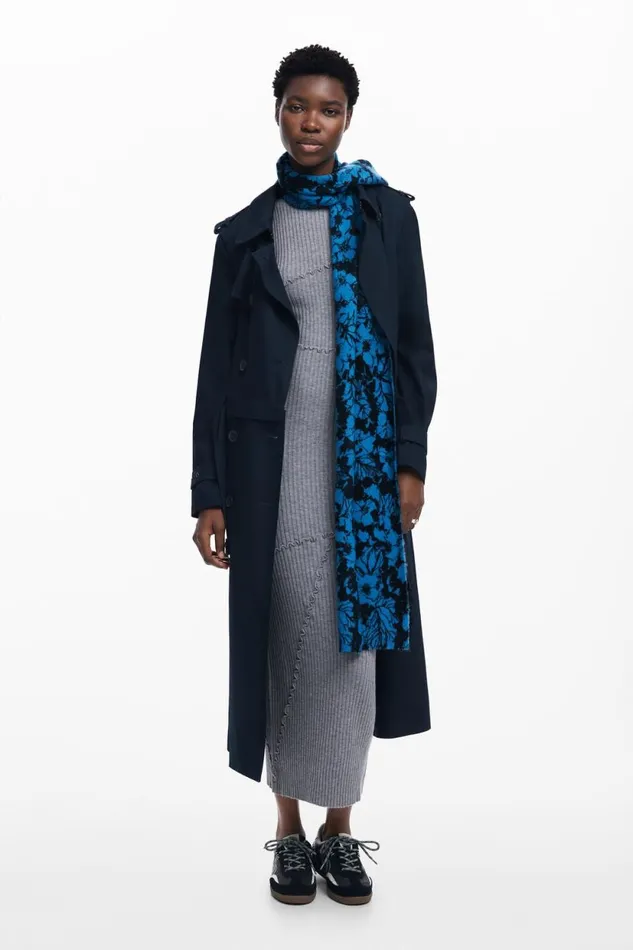 Knitwear Women Desigual Floral Scarf Blue