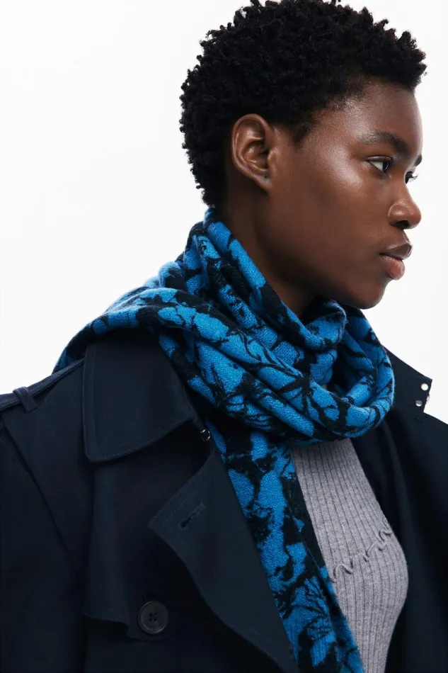 Knitwear Women Desigual Floral Scarf Blue