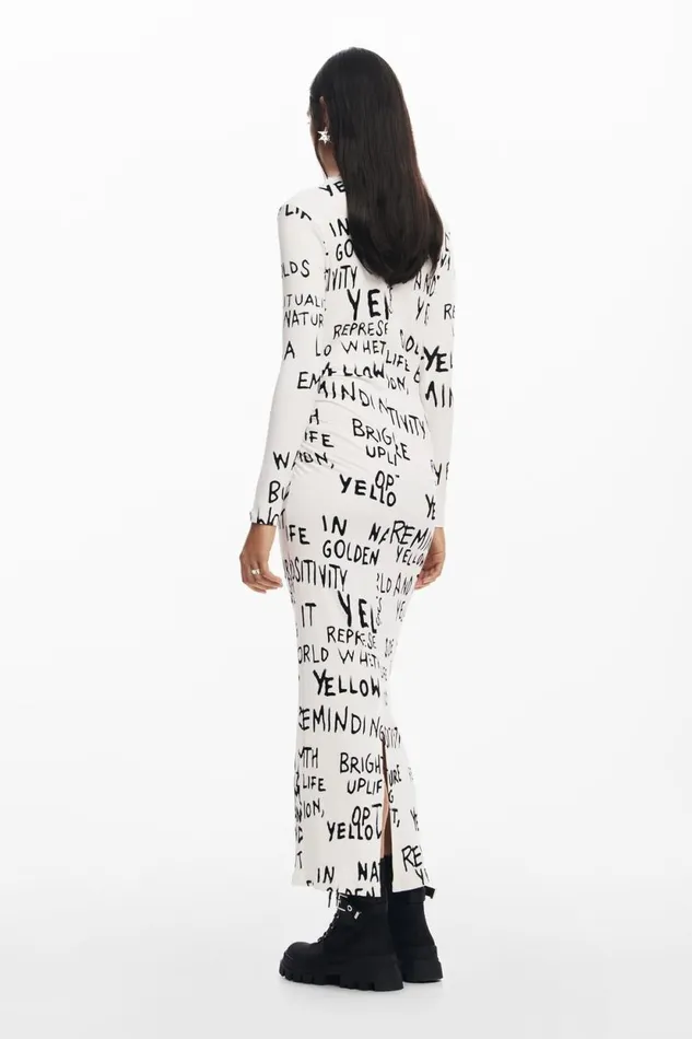 Knitwear Women Desigual Midi Dress With Phrase White