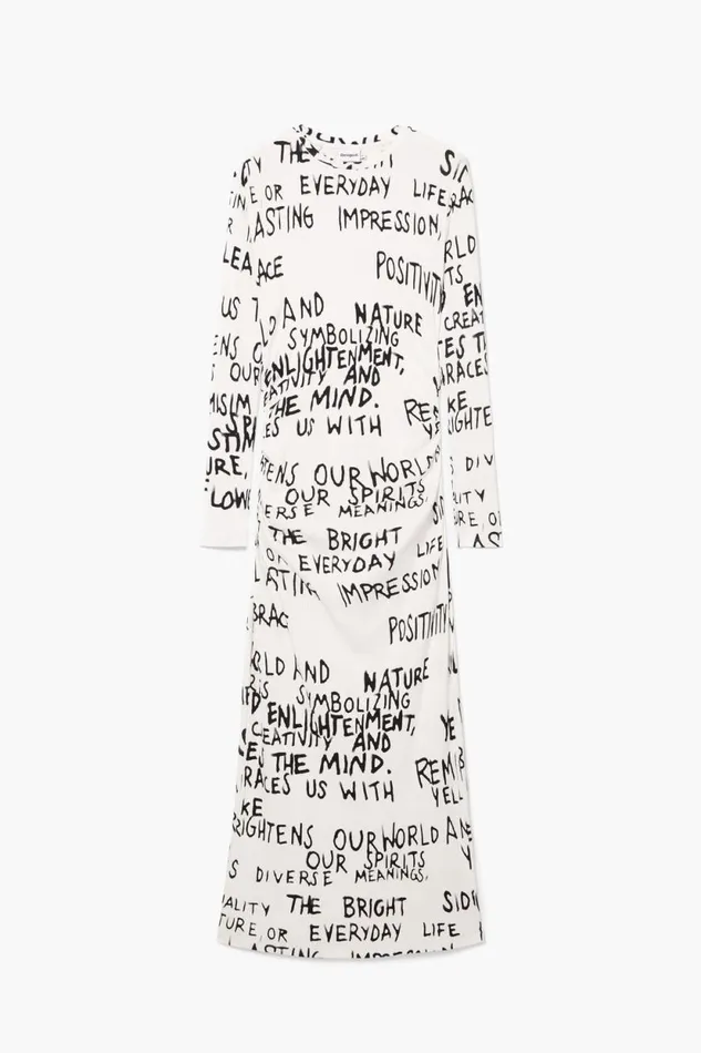 Knitwear Women Desigual Midi Dress With Phrase White