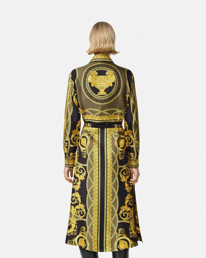 La Coupe Des Dieux Silk Midi Shirt Dress Blackprint Women Versace Dresses