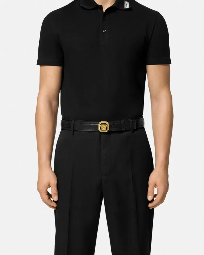 La Medusa Leather Belt 35 Cm Blackgold Men Versace Belts