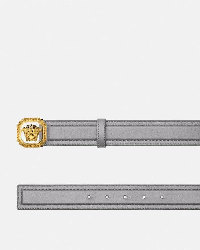 La Medusa Leather Belt 35 Cm Gray Men Versace Belts