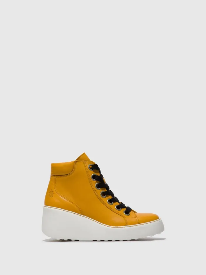 Laceup Ankle Boots DICE468FLY MUSTARD OFFWHITE SOLE Women Fly London Ankle Boots Laceup Ankle Boots DICE468FLY MUSTARD OFFWHITE SOLE Women Fly London Ankle Boots