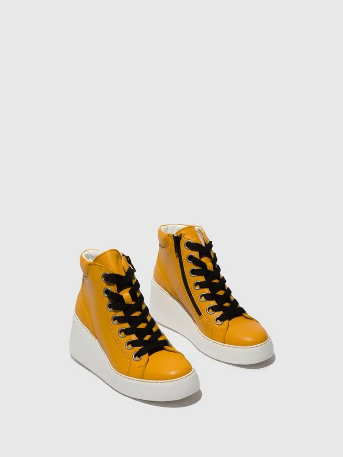 Laceup Ankle Boots DICE468FLY MUSTARD OFFWHITE SOLE Women Fly London Ankle Boots
