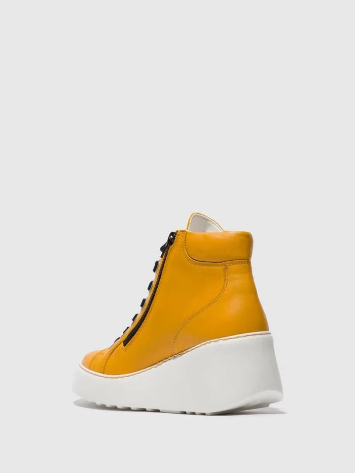 Laceup Ankle Boots DICE468FLY MUSTARD OFFWHITE SOLE Women Fly London Ankle Boots