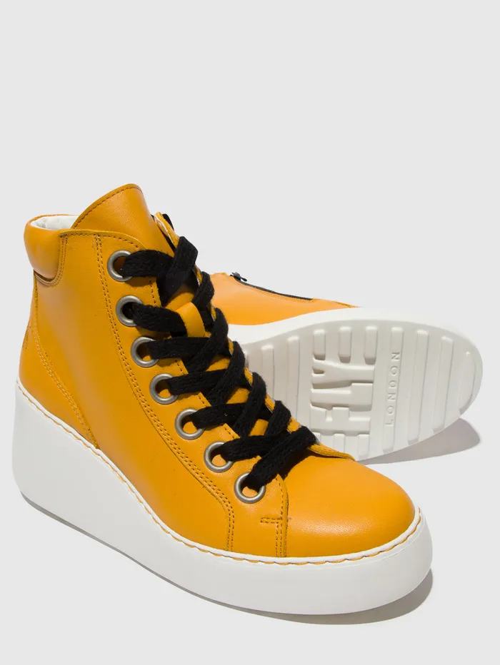 Laceup Ankle Boots DICE468FLY MUSTARD OFFWHITE SOLE Women Fly London Ankle Boots
