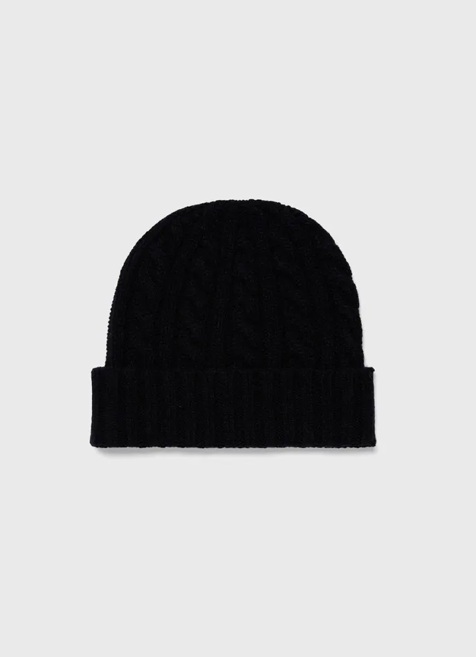 Lambswool Cable Hat Dark Navy Mouline MenWomen SUNSPEL Hats Scarves and Gloves Lambswool Cable Hat Dark Navy Mouline MenWomen SUNSPEL Hats Scarves and Gloves