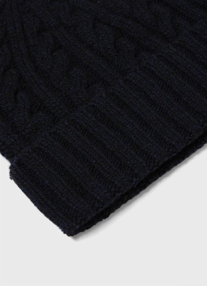 Lambswool Cable Hat Dark Navy Mouline MenWomen SUNSPEL Hats Scarves and Gloves