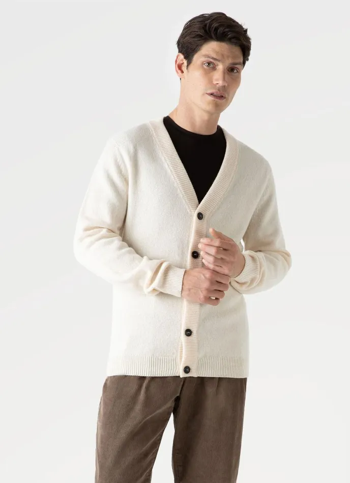 Lambswool Cardigan Ecru Men SUNSPEL Knitwear