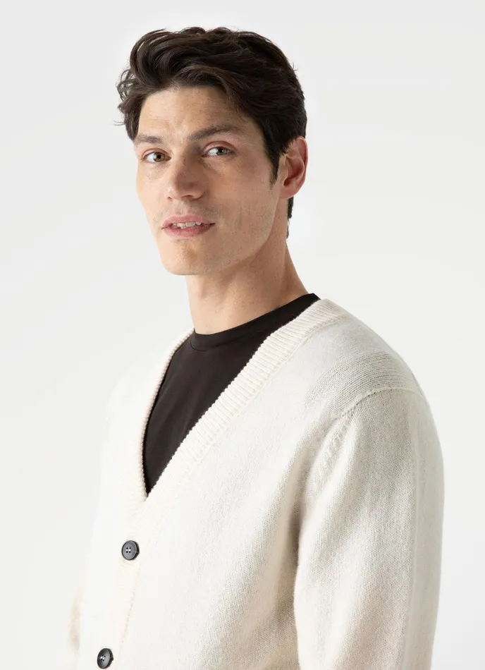 Lambswool Cardigan Ecru Men SUNSPEL Knitwear