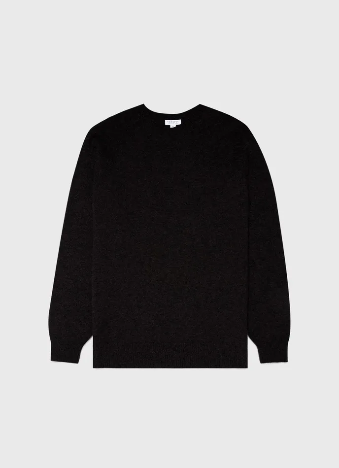 Lambswool Crew Neck Jumper Coffee Twist Men SUNSPEL Knitwear
