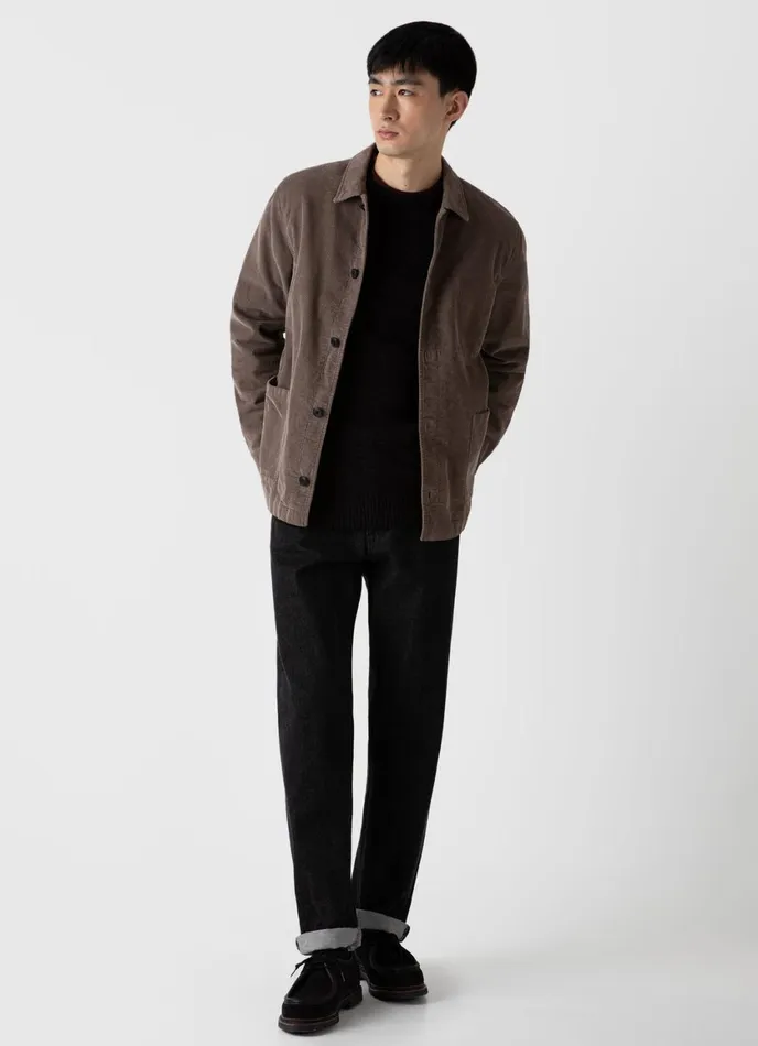 Lambswool Crew Neck Jumper Coffee Twist Men SUNSPEL Knitwear