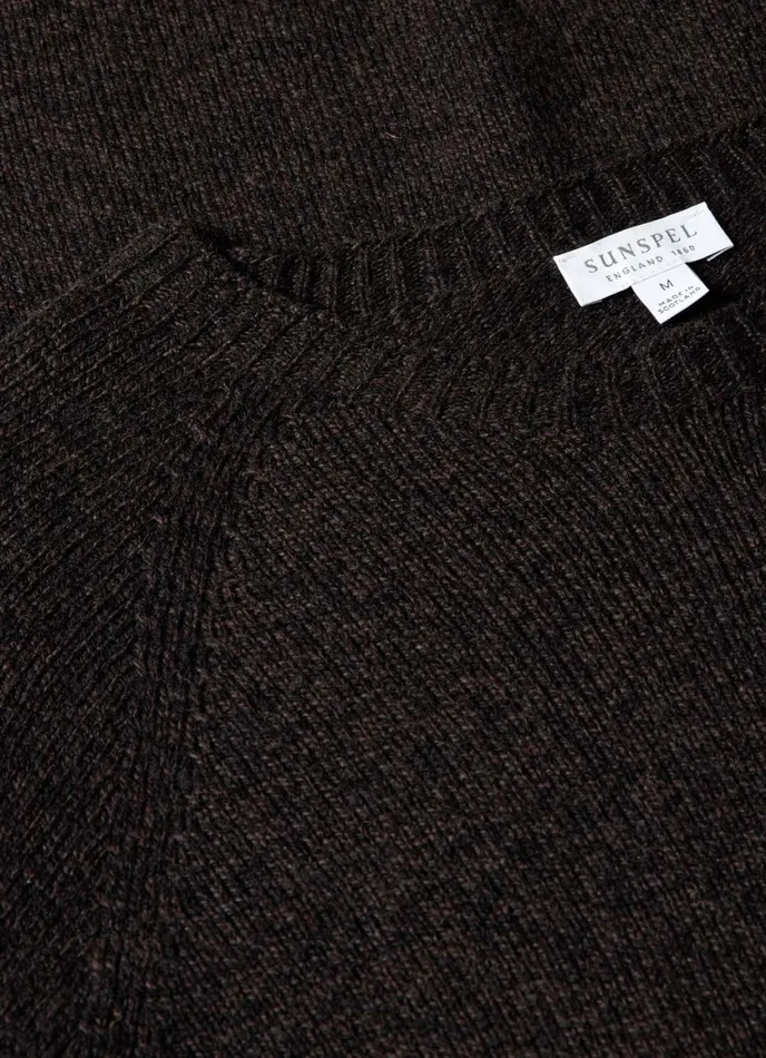 Lambswool Crew Neck Jumper Coffee Twist Men SUNSPEL Knitwear